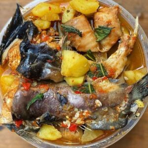 Pot Of Catfish Pepper Soup
